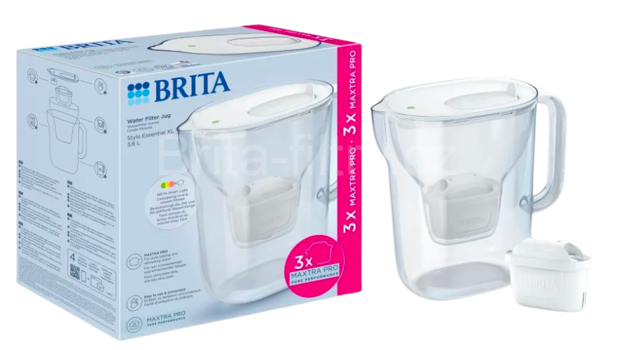 Filtrační konvice BRITA Style Essential XL (bílá; 3,5 l) + filtr BRITA Maxtra PRO – 3 ks (PO)